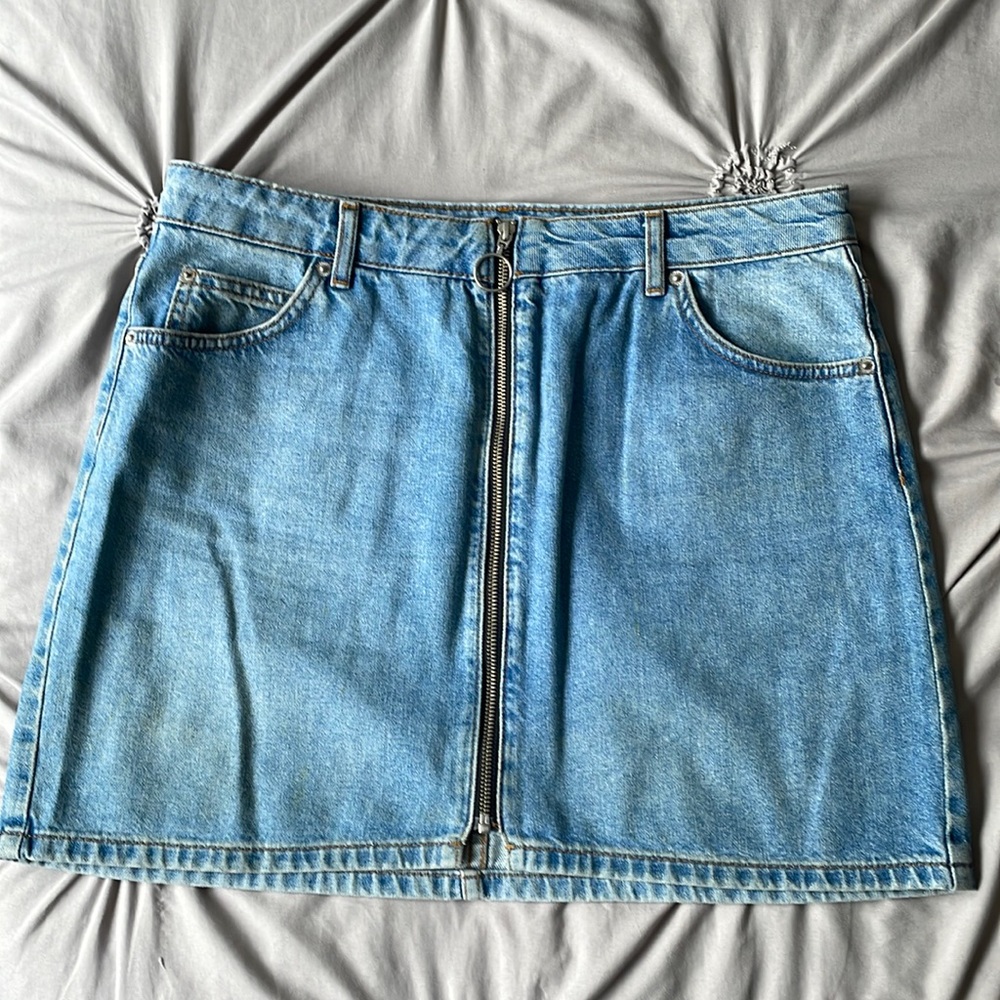 Top shop jean mini skirt with zipper